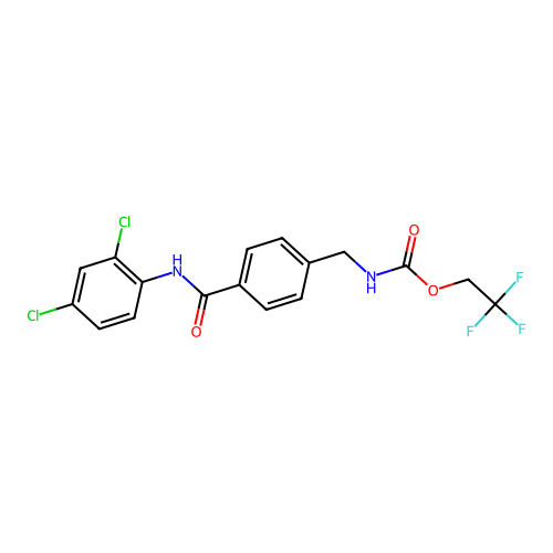 2,2,2-trifluoroethyl N-{4-[(2,4-dichloroanilino)carbonyl]benzyl}carbamate structure