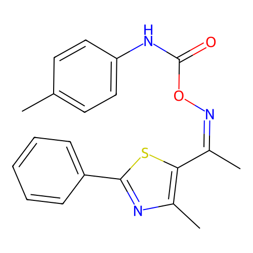 4-methyl-2-phenyl-5-{[(4-toluidinocarbonyl)oxy]ethanimidoyl}-1,3-thiazole structure