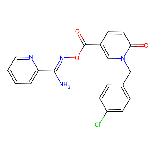 [[amino(pyridin-2-yl)methylidene]amino] 1-[(4-chlorophenyl)methyl]-6-oxopyridine-3-carboxylate structure