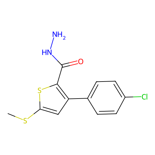 3-(4-Chlorophenyl)-5-(methylsulfanyl)-2-thiophenecarbohydrazide structure