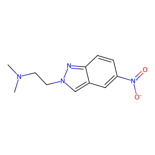 N,N-dimethyl-2-(5-nitro-2H-indazol-2-yl)-1-ethanamine structure