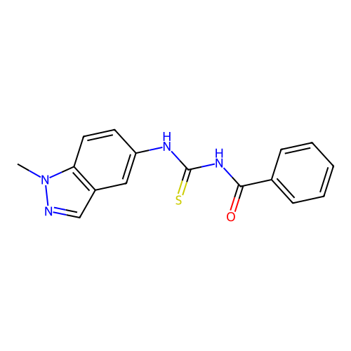 N-benzoyl-N'-(1-methyl-1H-indazol-5-yl)thiourea structure