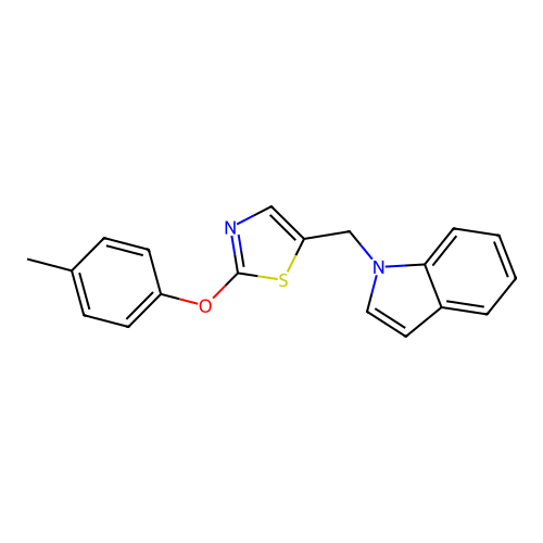 1-{[2-(4-methylphenoxy)-1,3-thiazol-5-yl]methyl}-1H-indole structure