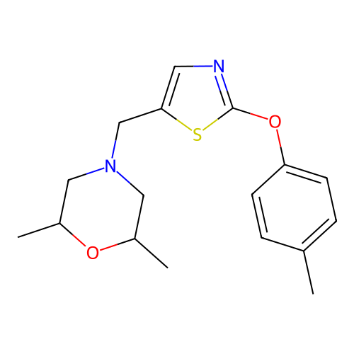 2,6-Dimethyl-4-{[2-(4-methylphenoxy)-1,3-thiazol-5-yl]methyl}morpholine structure