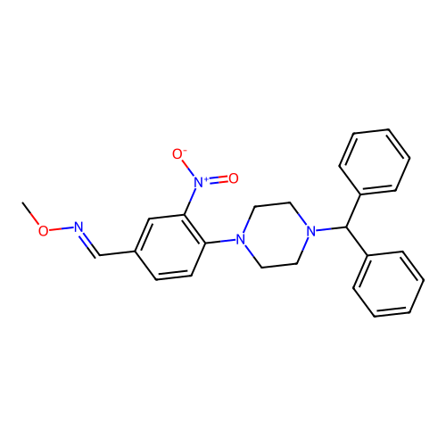 1-[4-(4-benzhydrylpiperazin-1-yl)-3-nitrophenyl]-N-methoxymethanimine structure