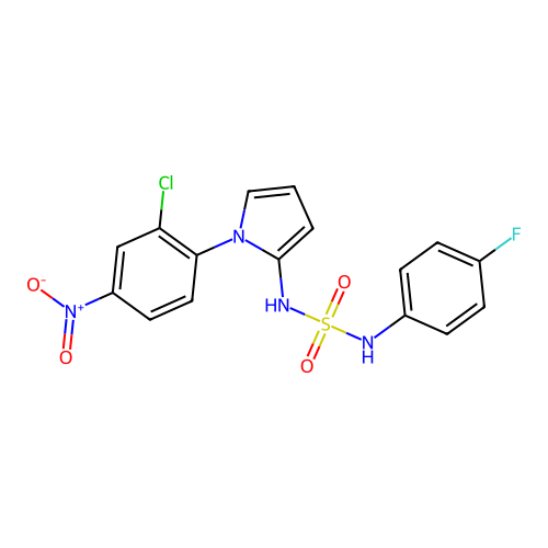 N-[1-(2-chloro-4-nitrophenyl)-1H-pyrrol-2-yl]-N'-(4-fluorophenyl)sulfamide structure