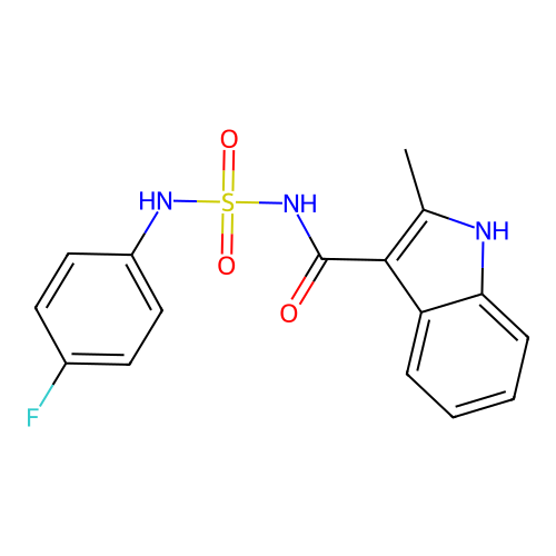 N-[(4-fluorophenyl)sulfamoyl]-2-methyl-1H-indole-3-carboxamide structure