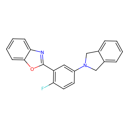 2-[5-(1,3-dihydro-2H-isoindol-2-yl)-2-fluorophenyl]-1,3-benzoxazole structure