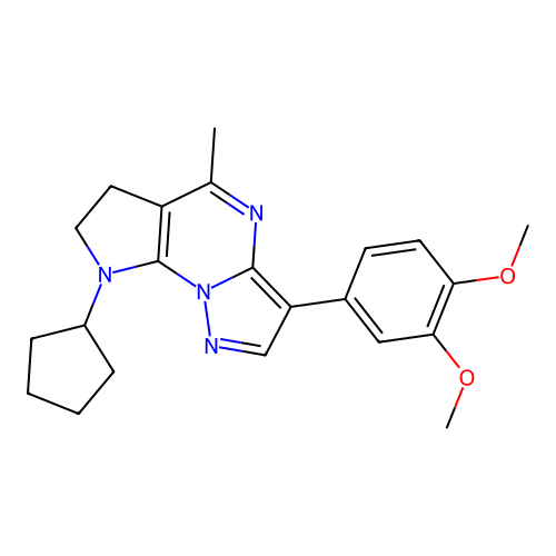 8-cyclopentyl-3-(3,4-dimethoxyphenyl)-5-methyl-7,8-dihydro-6H-pyrazolo[1,5-a]pyrrolo[3,2-e]pyrimidine structure