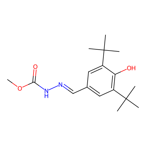 methyl 2-{(E)-[3,5-di(tert-butyl)-4-hydroxyphenyl]methylidene}-1-hydrazinecarboxylate structure