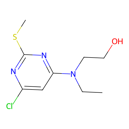 2-[[6-Chloro-2-(methylsulfanyl)-4-pyrimidinyl](ethyl)amino]-1-ethanol structure