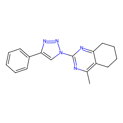 4-methyl-2-(4-phenyl-1H-1,2,3-triazol-1-yl)-5,6,7,8-tetrahydroquinazoline structure