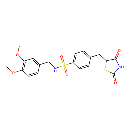 N-(3,4-dimethoxybenzyl)-4-[(2,4-dioxo-1,3-thiazolan-5-yl)methyl]benzenesulfonamide structure