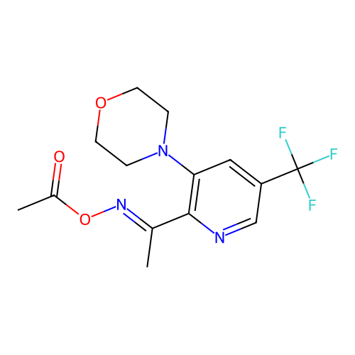 [1-[3-Morpholin-4-yl-5-(trifluoromethyl)-2-pyridinyl]ethylideneamino] acetate structure