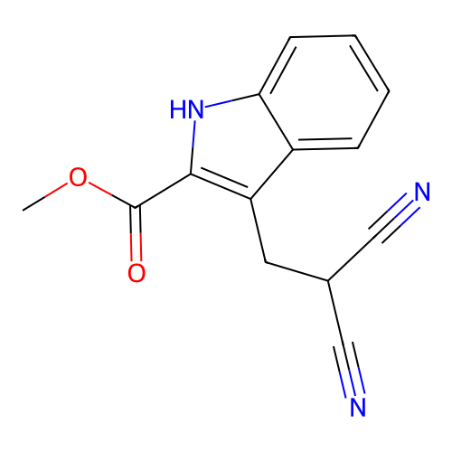 methyl 3-(2,2-dicyanoethyl)-1H-indole-2-carboxylate structure