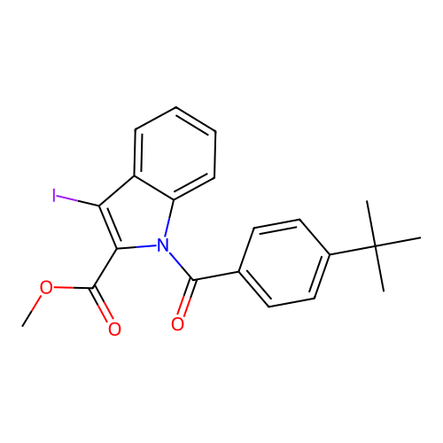 methyl 1-[4-(tert-butyl)benzoyl]-3-iodo-1H-indole-2-carboxylate structure