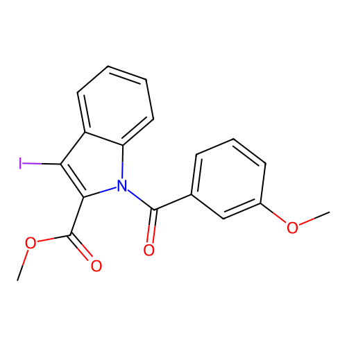 methyl 3-iodo-1-(3-methoxybenzoyl)-1H-indole-2-carboxylate structure