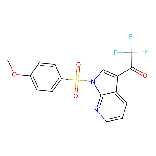 2,2,2-trifluoro-1-{1-[(4-methoxyphenyl)sulfonyl]-1H-pyrrolo[2,3-b]pyridin-3-yl}-1-ethanone structure