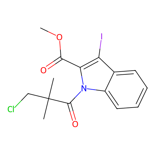 methyl 1-(3-chloro-2,2-dimethylpropanoyl)-3-iodo-1H-indole-2-carboxylate structure