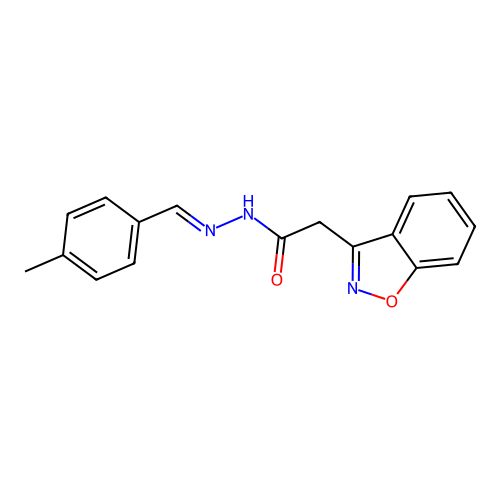 2-(1,2-benzoxazol-3-yl)-N-[(4-methylphenyl)methylideneamino]acetamide structure