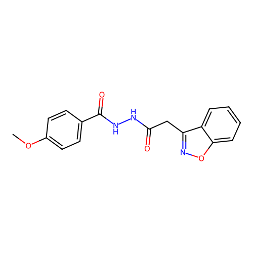 N'-[2-(1,2-benzisoxazol-3-yl)acetyl]-4-methoxybenzenecarbohydrazide structure