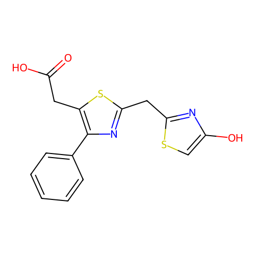 2-{2-[(4-Hydroxy-1,3-thiazol-2-yl)methyl]-4-phenyl-1,3-thiazol-5-yl}acetic acid structure