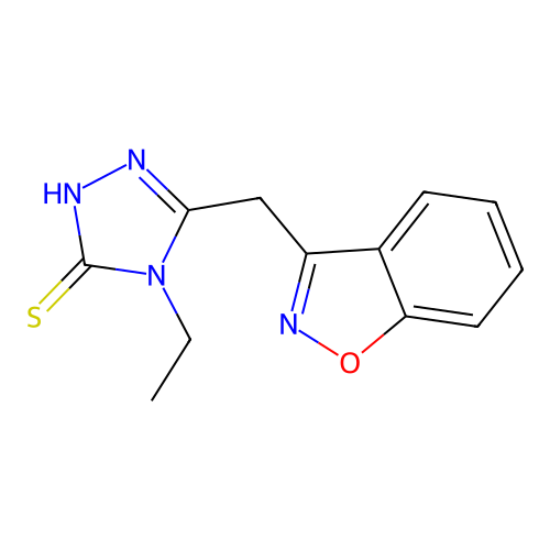5-(1,2-benzisoxazol-3-ylmethyl)-4-ethyl-4H-1,2,4-triazole-3-thiol structure