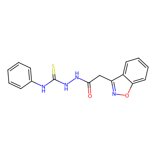 2-[2-(1,2-benzisoxazol-3-yl)acetyl]-N-phenyl-1-hydrazinecarbothioamide structure