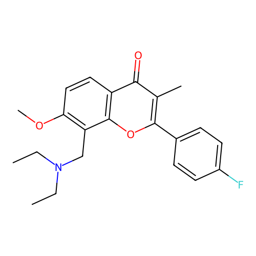 Flavone, 8-((diethylamino)methyl)-4'-fluoro-7-methoxy-3-methyl- structure