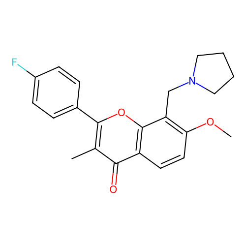 Flavone, 4'-fluoro-7-methoxy-3-methyl-8-(1-pyrrolidinylmethyl)- structure