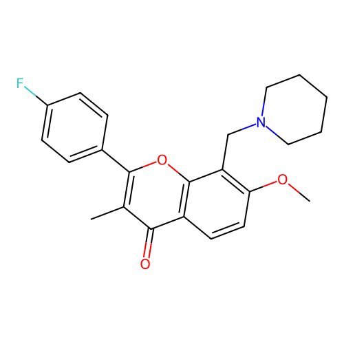 Flavone, 4'-fluoro-7-methoxy-3-methyl-8-(piperidinomethyl)- structure