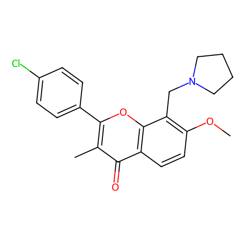 Flavone, 4'-chloro-7-methoxy-3-methyl-8-(1-pyrrolidinylmethyl)- structure
