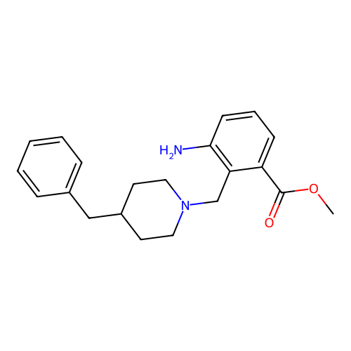Methyl 3-amino-2-[(4-benzylpiperidino)methyl]benzenecarboxylate structure