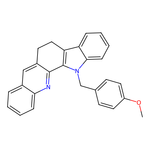 13-(4-methoxybenzyl)-6,13-dihydro-5H-indolo[3,2-c]acridine structure