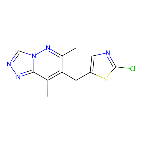 7-[(2-chloro-1,3-thiazol-5-yl)methyl]-6,8-dimethyl[1,2,4]triazolo[4,3-b]pyridazine structure