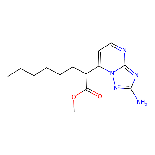 Methyl 2-(2-amino[1,2,4]triazolo[1,5-a]pyrimidin-7-yl)octanoate structure