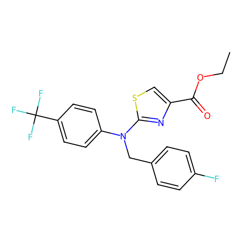 Ethyl 2-[(4-fluorobenzyl)-4-(trifluoromethyl)anilino]-1,3-thiazole-4-carboxylate structure