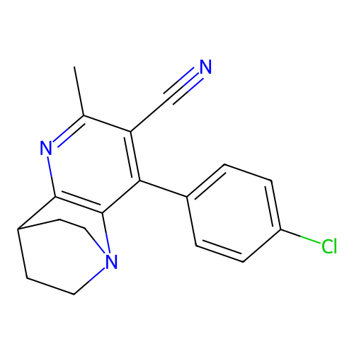 3-(4-chlorophenyl)-5-methyl-1,6-diazatricyclo[6.2.2.0^{2,7}]dodeca-2(7),3,5-triene-4-carbonitrile structure