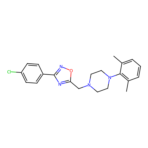 1-{[3-(4-chlorophenyl)-1,2,4-oxadiazol-5-yl]methyl}-4-(2,6-dimethylphenyl)piperazine structure