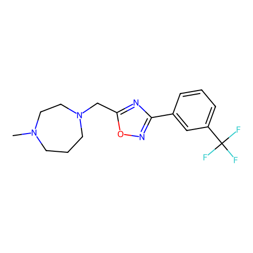 1-methyl-4-({3-[3-(trifluoromethyl)phenyl]-1,2,4-oxadiazol-5-yl}methyl)-1,4-diazepane structure