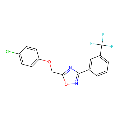 5-[(4-Chlorophenoxy)methyl]-3-[3-(trifluoromethyl)phenyl]-1,2,4-oxadiazole structure