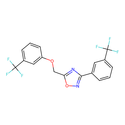 5-{[3-(trifluoromethyl)phenoxy]methyl}-3-[3-(trifluoromethyl)phenyl]-1,2,4-oxadiazole structure