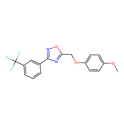 5-[(4-Methoxyphenoxy)methyl]-3-[3-(trifluoromethyl)phenyl]-1,2,4-oxadiazole structure
