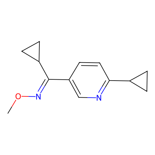 1-cyclopropyl-1-(6-cyclopropyl-3-pyridinyl)-N-methoxymethanimine structure