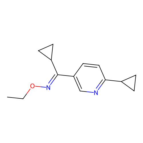 1-cyclopropyl-1-(6-cyclopropyl-3-pyridinyl)-N-ethoxymethanimine structure