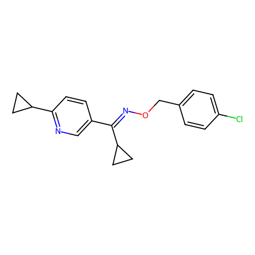 cyclopropyl(6-cyclopropyl-3-pyridinyl)methanone O-(4-chlorobenzyl)oxime structure