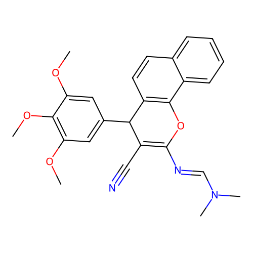 N'-[3-cyano-4-(3,4,5-trimethoxyphenyl)-4H-benzo[h]chromen-2-yl]-N,N-dimethylmethanimidamide structure