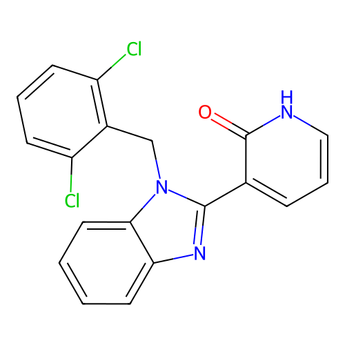 3-[1-(2,6-dichlorobenzyl)-1H-1,3-benzimidazol-2-yl]-2(1H)-pyridinone structure