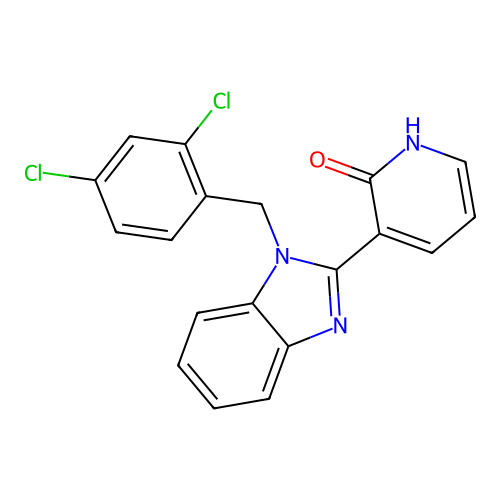 3-[1-(2,4-dichlorobenzyl)-1H-1,3-benzimidazol-2-yl]-2(1H)-pyridinone structure