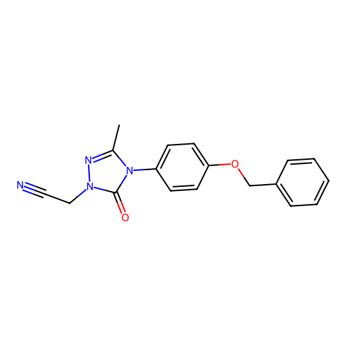 2-{4-[4-(benzyloxy)phenyl]-3-methyl-5-oxo-4,5-dihydro-1H-1,2,4-triazol-1-yl}acetonitrile structure